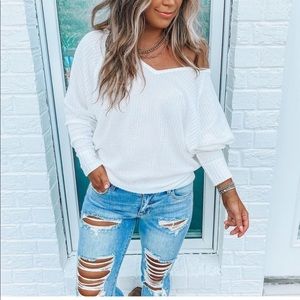 NEW White waffle knit thermal top NEW